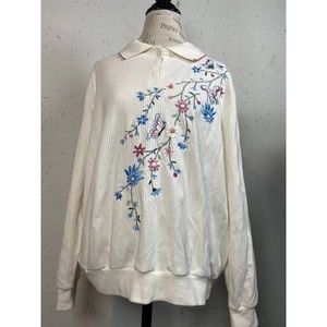 Vintage Bonworth Women's Floral Embroidery Shirt L
